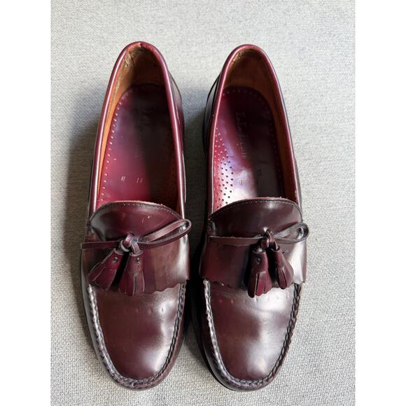 L L Bean Mens Kiltie Loafer Dress Shoes Burgundy Moc Toe Tasseled Slip On Sz 10 main image 10